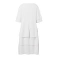 thumbnail image 5 of Vestido sencillo de doble capa con manga corta y abertura para mujer - Cuello redondo informal, poliéster y spandex - S-XXXXXL, 5 of 5