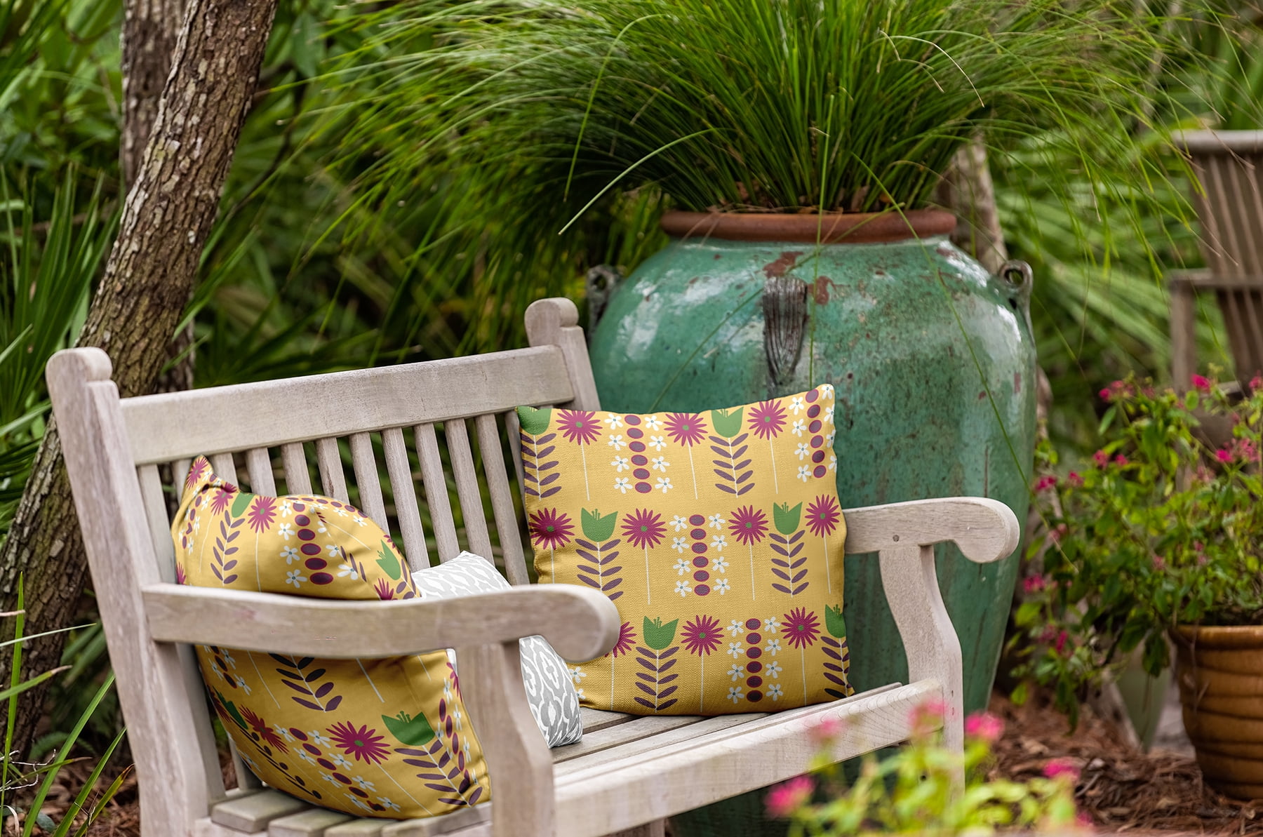 16" x 16" Simply Daisy Daisy May's Garden Indoor/Outdoor Pillow, Daffodil Yellow Qty 1
