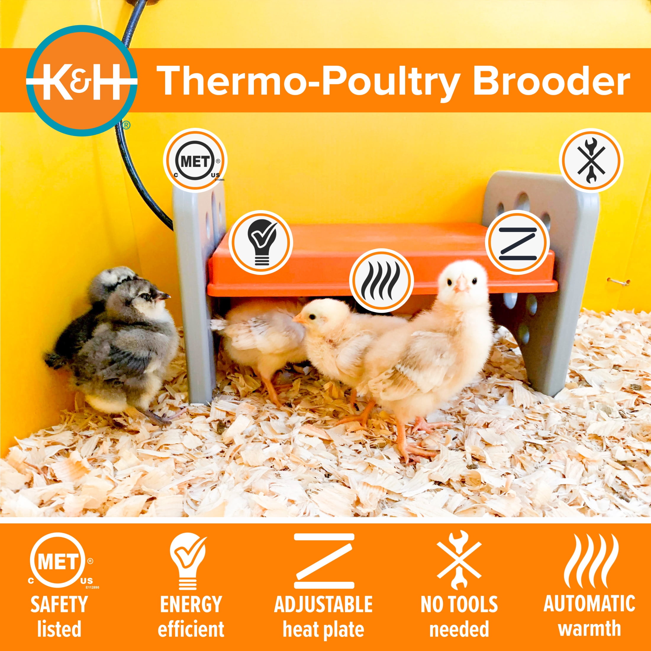 K&H Pet Products Thermo-Poultry Brooder Gray/Orange Small 13.5 X 8 X 8 Inches