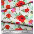 thumbnail image 2 of Soimoi Purple Poly Georgette Fabric Leaves & Anemone Floral Decor Fabric Printed Yard 52 Inch Wide, 2 of 3