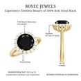 thumbnail image 5 of Rosec Jewels Black Onyx Engagement Ring with Halo - Natural Black Onyx Diamond Ring (AAA Grade Certified) - with Jewelry Box, 18K Yellow Gold, US 4.50, 5 of 8
