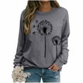 thumbnail image 1 of Chandail de Mode pour Femmes Imprimé Pissenlit Col Rond Manches Raglan Manches Longues Haut Décontracté Ample Confortable, 1 of 5