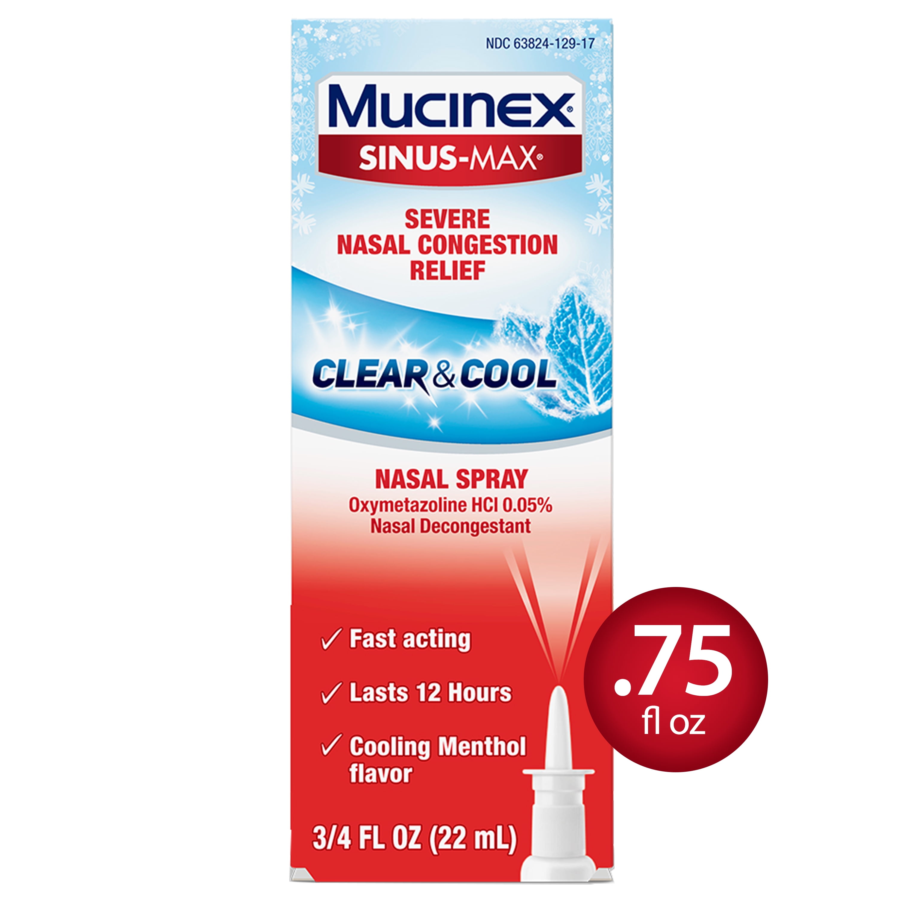 Mucinex SinusMax Clear & Cool Nasal Decongestant Spray, 0.75 fl oz