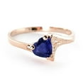 thumbnail image 4 of Galaxy Gold 14K Solid Gold Natural Sapphire Heart-Shaped Ring for Women - Rose Gold Fine Jewelry, 4 of 7