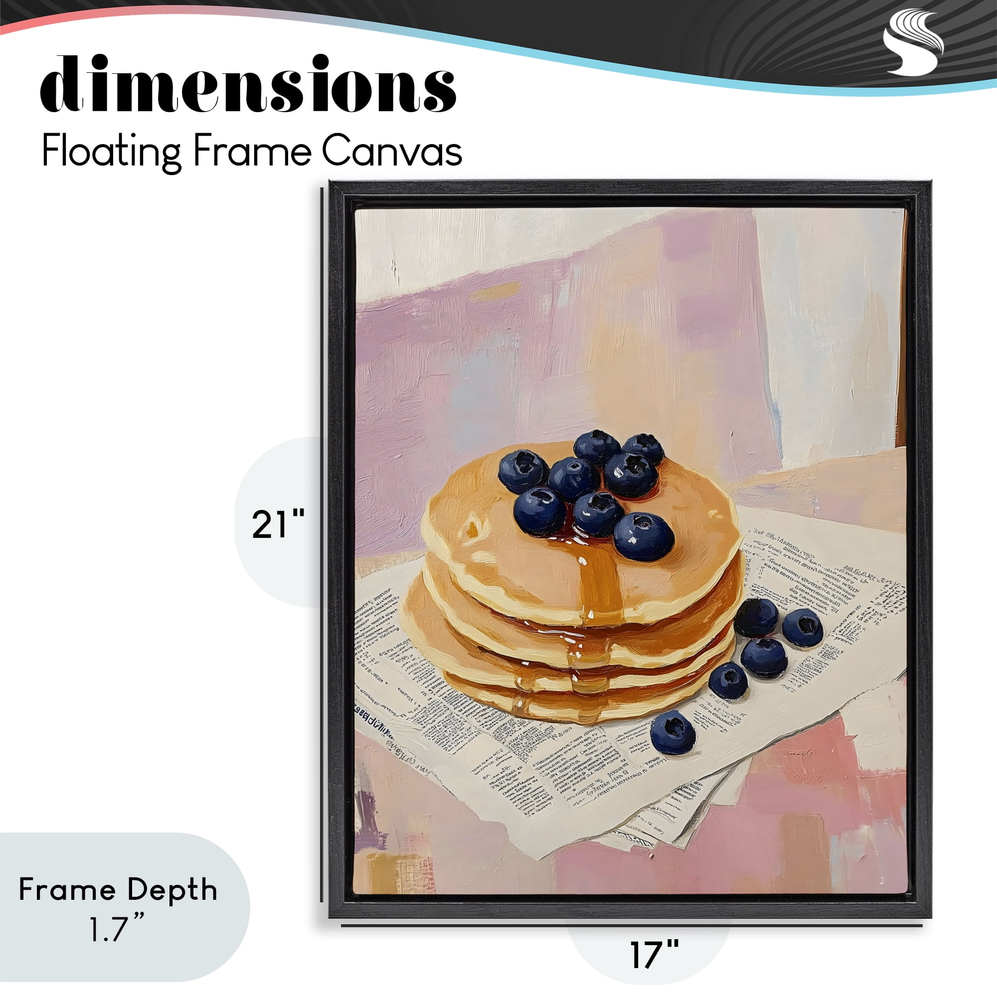Stupell Industries Blueberry Pancakes with Syrup Black Framed Floater Canvas Wall Art, design by The Prints Vibe