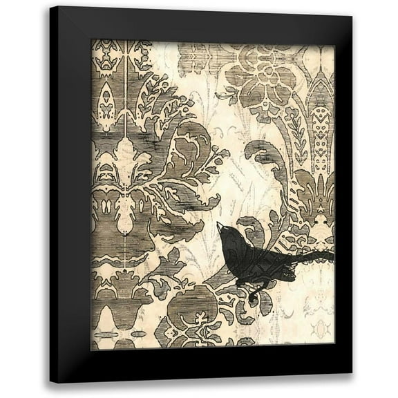 Vess, June Erica 12x14 Black Modern Framed Museum Art Print Titled - Damask Songbird I