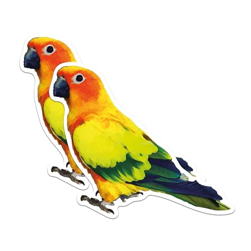 (2 Pack) Exotic Jungle Bird Stickers - Tropical Bird Art Sticker - 5 Inches On Longest Side - Premium Vinyl - for Cars, Skateboards, Laptops - Made in USA - BMCS1211