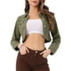 thumbnail image 1 of CHAQUETA DE JEAN CASUAL INSPIRE CHIC PARA MUJER CON CUELLO, BOTONES Y MANGA LARGA, CROP, TALLA L, VERDE OSCURO, 1 of 6