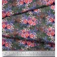thumbnail image 2 of Soimoi Polyester Crepe Fabric Leaves & Tulip Flower Print Fabric by Yard 52 Inch Wide, 2 of 3