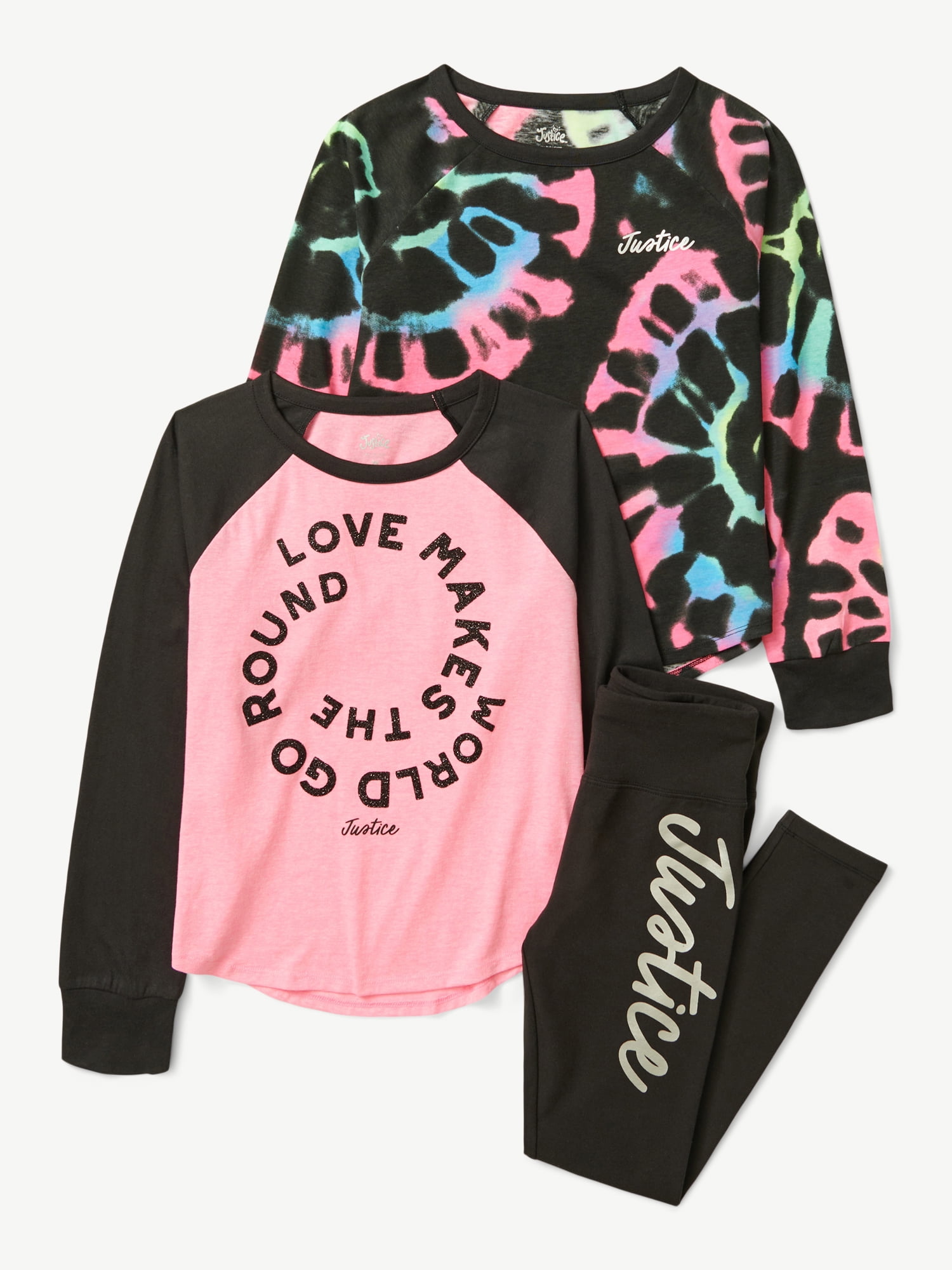 Justice Girls Holiday Gifting Long Sleeve TShirts & Legging 3Piece