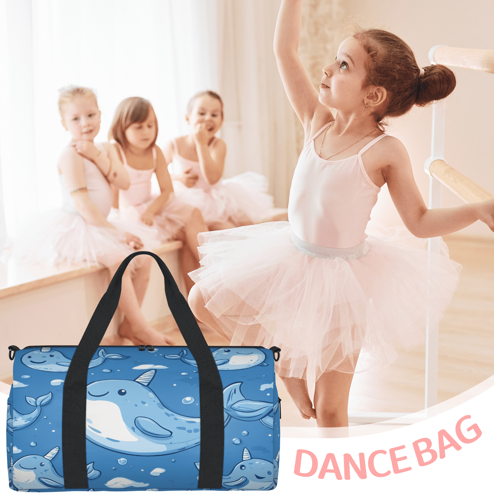 Herdesigns Funny Whale Gym Bag for Women, Duffle Bag for Travel Sport, Sea Animal Lightweight Waterproof Carry on Weekender Dance Yoga Workout Bags