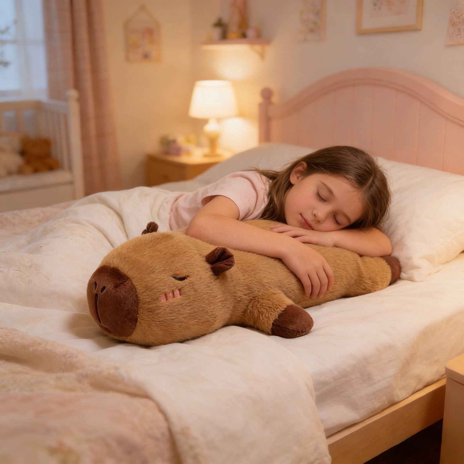 Soft Capybara Stuffed Animal Plush Pillow Cute Hugging Cushion Vacuum Packaging Sleeping Companion for Kids Adults Home Bedroom Sofa