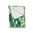 thumbnail image 2 of Leaf Soft Flannel Fleece Throw Blanket, Romantic Holiday Island Hawaiian Banana Trees Watercolored Image, Cozy Plush for Indoor and Outdoor Use, 60" x 80", Forest Green Dark Green, by Ambesonne, 2 of 5