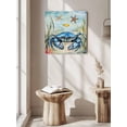 thumbnail image 3 of Blue Crab Canvas Wall Art, Ocean Coral Starfish Fish Retro Framed Wall Decor Modern Artwork Prints Painting for Living Room, Bedroom, Kitchen & Cafe Decor 28x28 Inch, 3 of 9