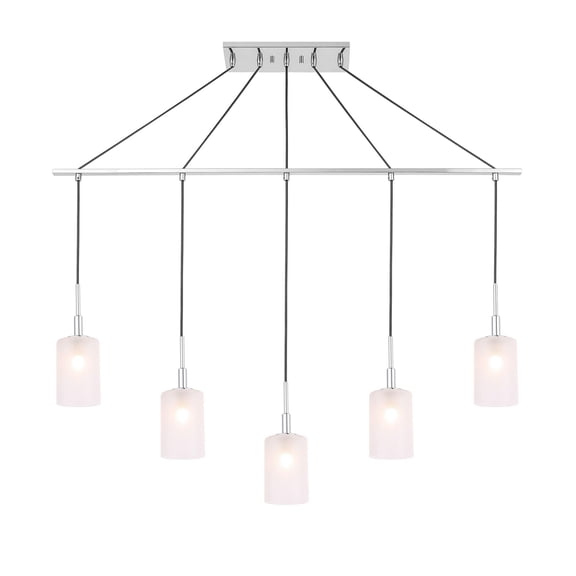 Woodbridge Lighting Elise 5-Light Opal Glass & Steel Linear Pendant in Chrome