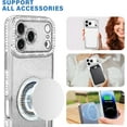thumbnail image 2 of Compatible with iPhone 17 Pro Max Magnetic Glitter Case Compatible with Magsafe Luxury Bling Rhinestone Case with Logo View Plating Sparkle Diamond Camera Lens Protection for Women Girls, 2 of 6