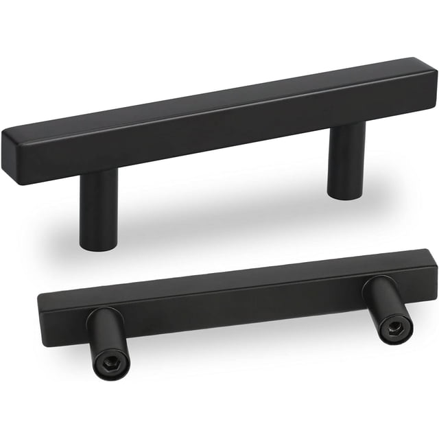 30 Pack Tiroir Commode en Acier Inoxydable Noir Tire, Poignées d'Armoire de Cuisine avec Finition Noire, Armoire Carrée de Style Moderne Tire Espacement des Trous 3-3/4 ", Longueur Totale 6"