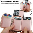 thumbnail image 4 of RFID Blocking Wallet Case for iPhone 14 Pro Max, Adjustable Crossbody Zipper Purse Case Card Holder with Kickstand Detachable Wrist Strap, PU Leather Flip Folio Case 6.7 Inch 5G (Rose Gold), 4 of 17