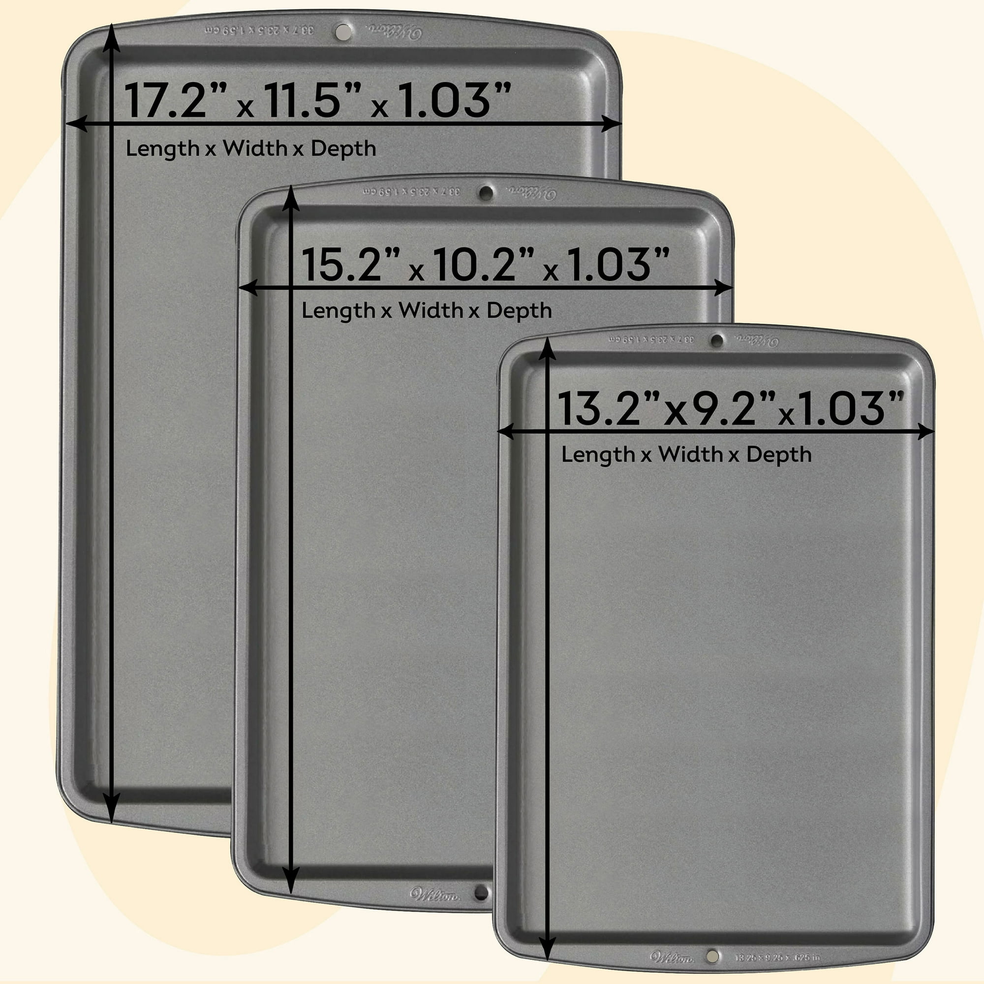 Wilton Premium Non-Stick Cookie Sheet Pan Bakeware Set 3-Piece, Packaging May Vary