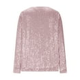 thumbnail image 5 of Aobny Christmas T Shirts Women Sparkly Sequin Outfits Long Sleeve Pullover V-Neck Pink Womens Blouses,XXL, 5 of 7