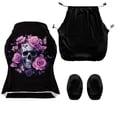 thumbnail image 4 of SCRAWLGOD Skull Rose Butterfly Print Violet Black Print 4 Pieces Gaming Chair Cover, Breathable Computer Chair Cover with Armrest Covers Washable Slipcover for Gaming Rotating Chair with Elastic Band, 4 of 7
