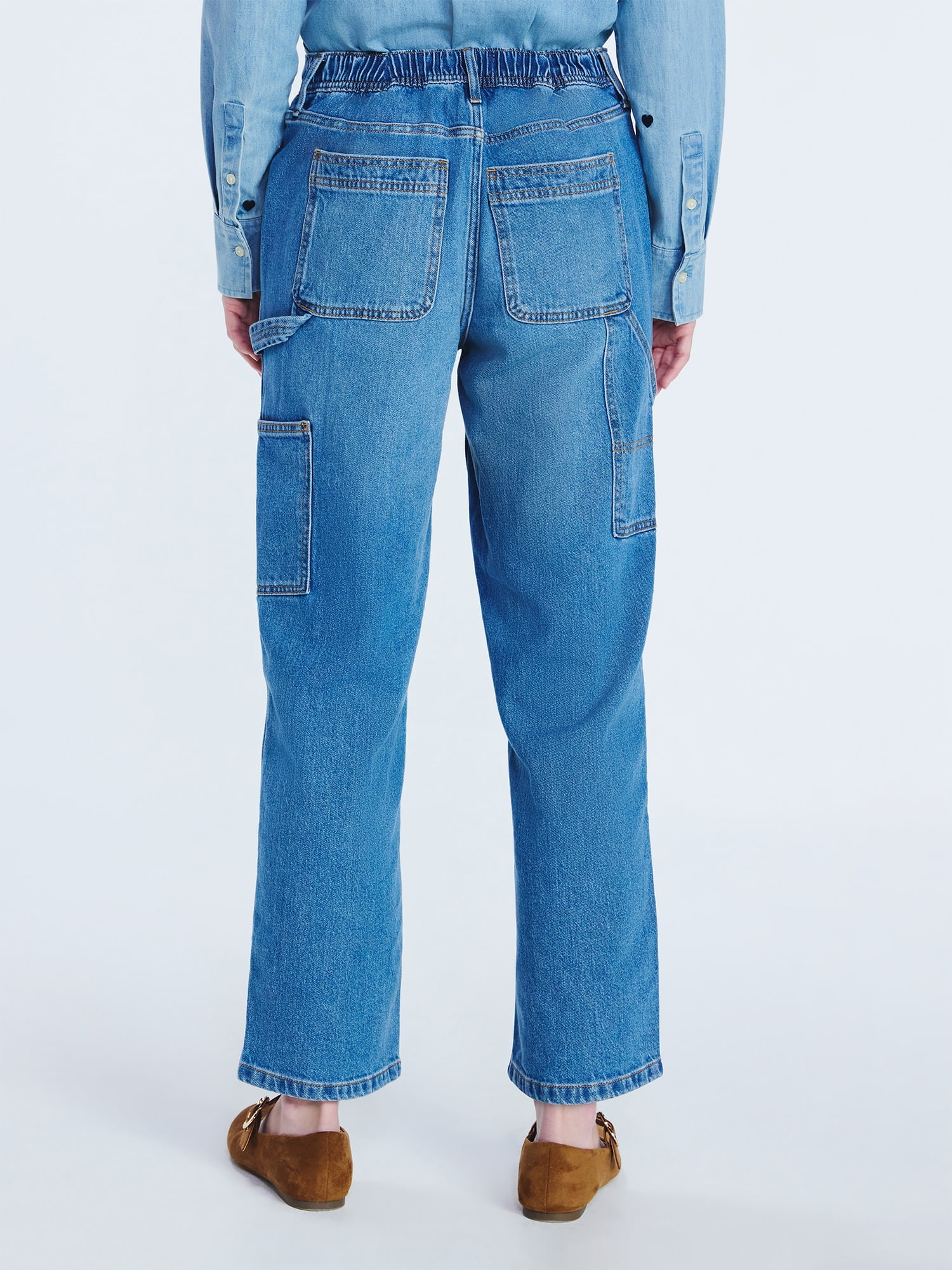 Free Assembly Women's Cropped Straight Leg Utility Jeans, 28” Inseam, Sizes XS-XXL