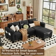 thumbnail image 2 of Youmumeub Sectional Sofa with Chaise Ottoman - 3-Seat L-Shape Couch, Black Linen Fabric, Small Space Living Room Furniture with 700lbs Capacity, 2 of 11