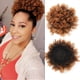 thumbnail image 1 of Cola de caballo con cordón de soplo afro, cola de caballo corta con cordón de soplo alto para mujeres negras, postizos de cola de caballo rizados afro rizados, 1 of 5