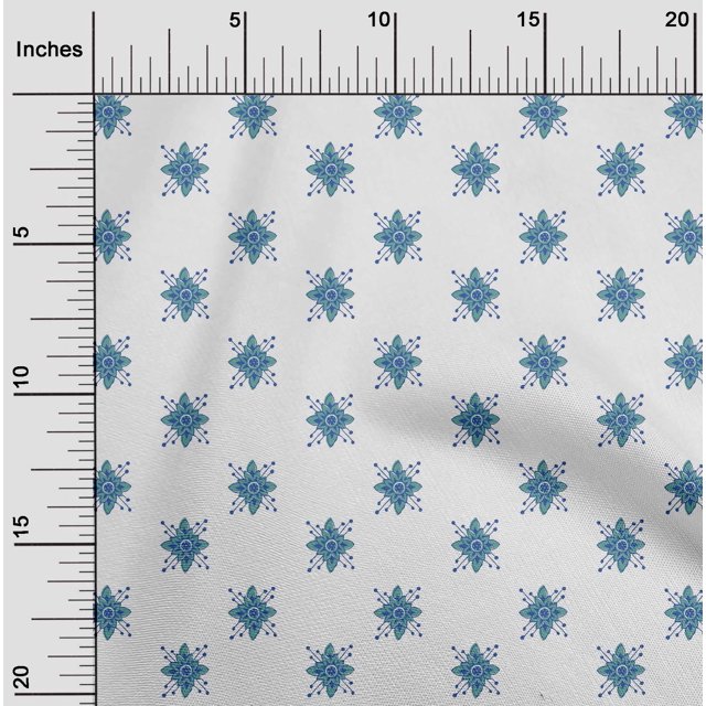 oneOone Cotton Poplin Fabric Floral Block Print Fabric By The Yard 42 Inch Wide