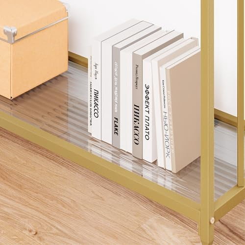 33.5"x11.8"x31.9" Narrow Console Table, Small Entryway Table with Glass Shelf and Metal Frame, Sofa Table Narrow Long Behind Couch Table