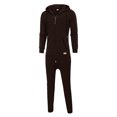 thumbnail image 5 of Men's Fleece Lined Hooded Jumpsuit, Insulated Zip Up, Pure Color Splicing, Casual One Piece Pajamas, Autumn Winter, 5 of 6