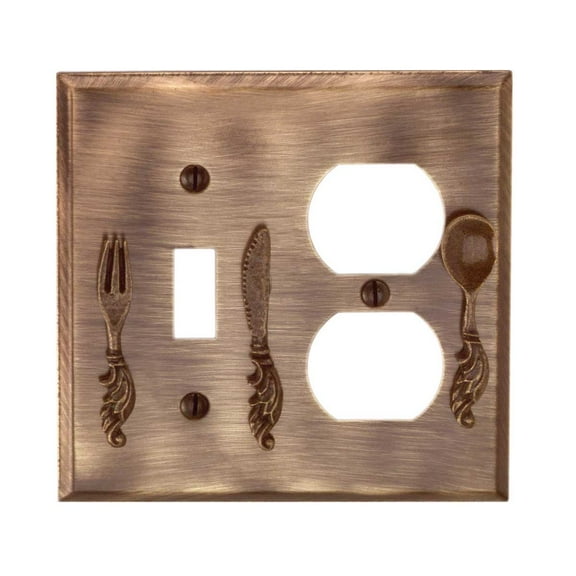 Kitchen Switchplates Antique Brass Utensil Toggle/Duplex | Renovator's Supply