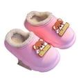 thumbnail image 3 of GJSYRH Girls Plush Slipper Warm Winter Slippers Soft Comfortable Indoor Outdoor Lined Cartoon Design Lightweight Toddler Kids Footwear Red 3.5-4 Years, 3 of 8