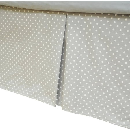 TL Care 100 Percent Cotton Tailored Bed Skirt with Pleat, White with Gray Dot