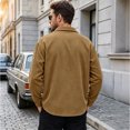 thumbnail image 3 of Vxararl Corduroy Shirt Jacket for Men, Casual Button‑Up Long‑Sleeve Vintage Corduroy Shirt Shacket, Overshirt with Dual Chest Pockets for Daily Fall Casual Outfits Khaki S, 3 of 4