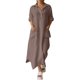 thumbnail image 1 of Vestido midi de lino para mujer - Cuello con solapa, bolsillos - Corte holgado - Informal/Trabajo - Color liso - S-XXXXXL, 1 of 5