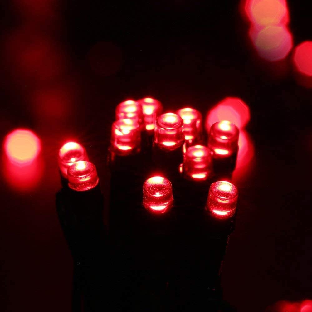Rirool 2Pack 200 LED Red Solar Halloween Lights - 75.5ft, Waterproof Outdoor String Lights with 8 Lighting Modes for Patio, Tree - Christmas and Halloween Decorations