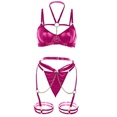 GENGING Hot Sale Cheap Lingerie Fashion Women Sexy Clothes Clearance Lingerie Corset Solid Color Bralette Bra Three Piece Underwear Tops+Briefs+Belt Suit