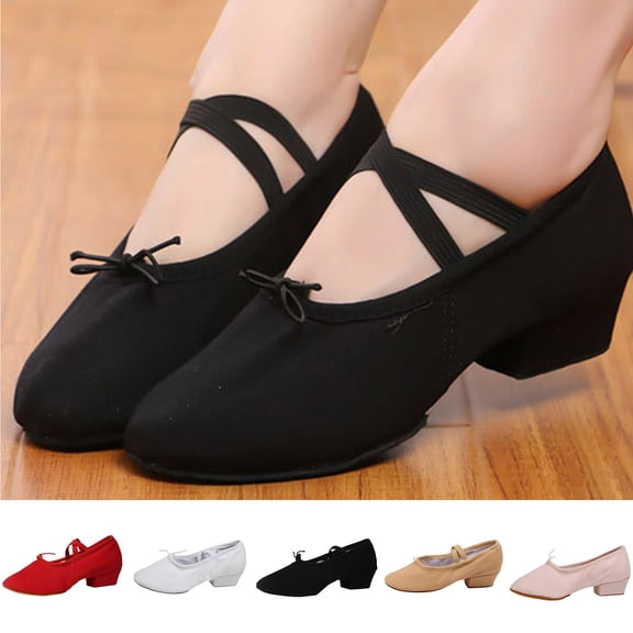 Hinvhai Womens Latin Dance Shoes Close Toe Beginner Ballroom Dance Practice Shoes White 2.5(35)