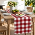 thumbnail image 2 of Table Runner 72 Inches Long for Kitchen Dining, Farmhouse Buffalo Plaid Dresser Scarf Farmhouse, Dining Table Decorations for Wedding/Parties, Red White Checkered 18 x 72 In, 2 of 9