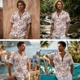 thumbnail image 2 of FOR U DESIGNS Vintage Rose Butterfly Print Couple Matching Outfits Linen-Like Men's Button Down Shirt Women's Sleeveless Dress with Pockets for Beach Vacation, 2 of 7