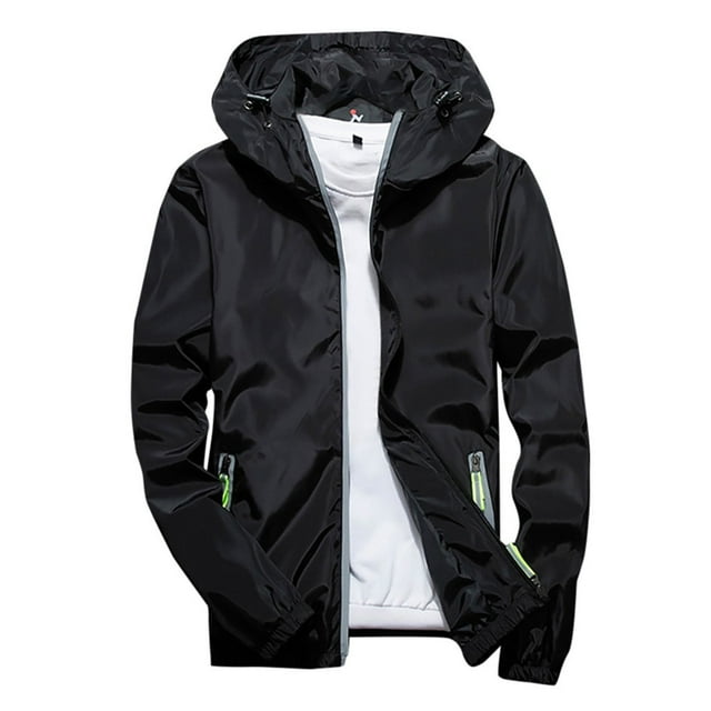 Chaqueta Umfun para hombre, regalo de otoño, impermeable, cortavientos, transpirable, con capucha, color negro, talla 4XL