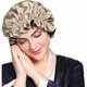 thumbnail image 1 of wonima11 Pure Silk Lined Cap for Women Sleep, Double Layered, Adjustable Ribbons, Luxury Natural Silk Bonnet Cap for Sleeping Coffee+Black, 1 of 1