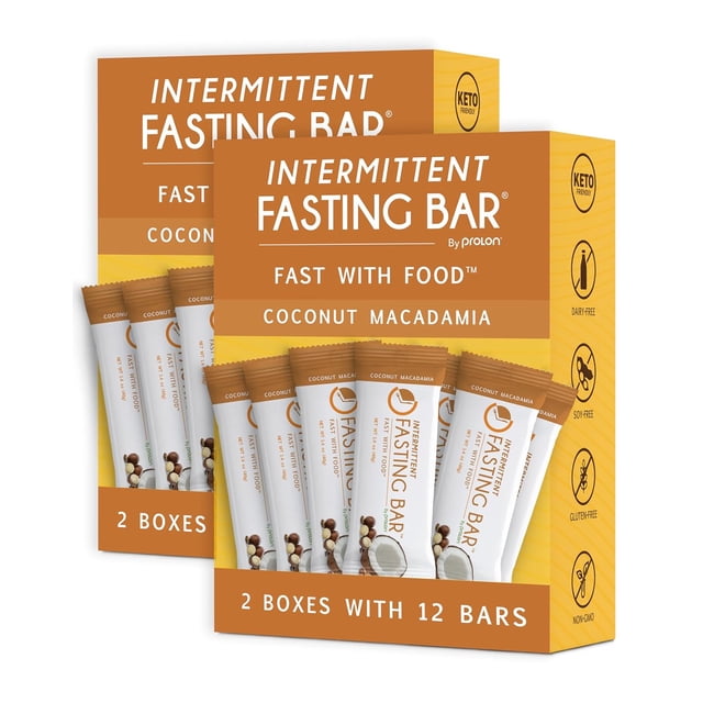 Fast Bars | Keto, Gluten Free, Dairy Free, Plant Based Protein, Intermittent Fasting Bars | Developed to Not Break Your Fast | Coconut Macadamia Nut, 24 Ct