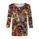 thumbnail image 5 of Karight Women Tops Loose Fit Three Quarter Sleeve V Neck Shirts Y2K Cute Bunny Blouses Dressy Spring Aesthetic Clothes, 5 of 5