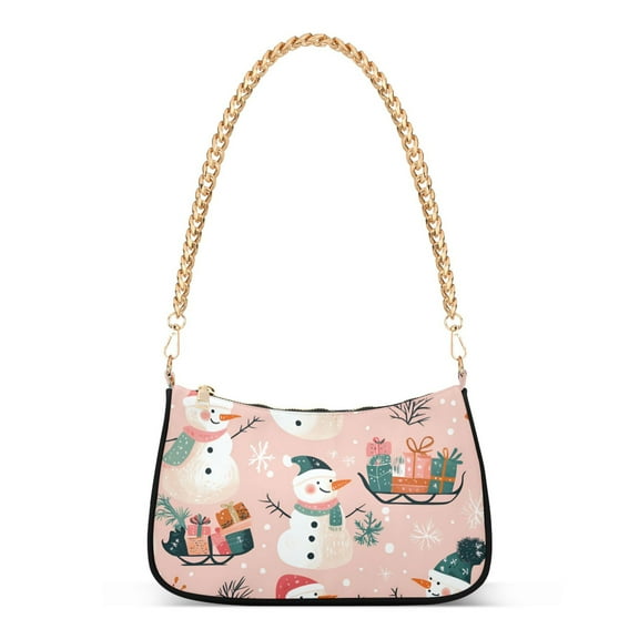 FORMRS Womens Shoulder Bag with Chain Strap Clutch Purse Cute Tote Handbag, Christmas Snowman