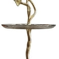 thumbnail image 5 of 16 Inch Elegant Accent Table, 2 Tier Aluminum Cherry Blossom, Gold, Silver, Saltoro Sherpi, 5 of 5