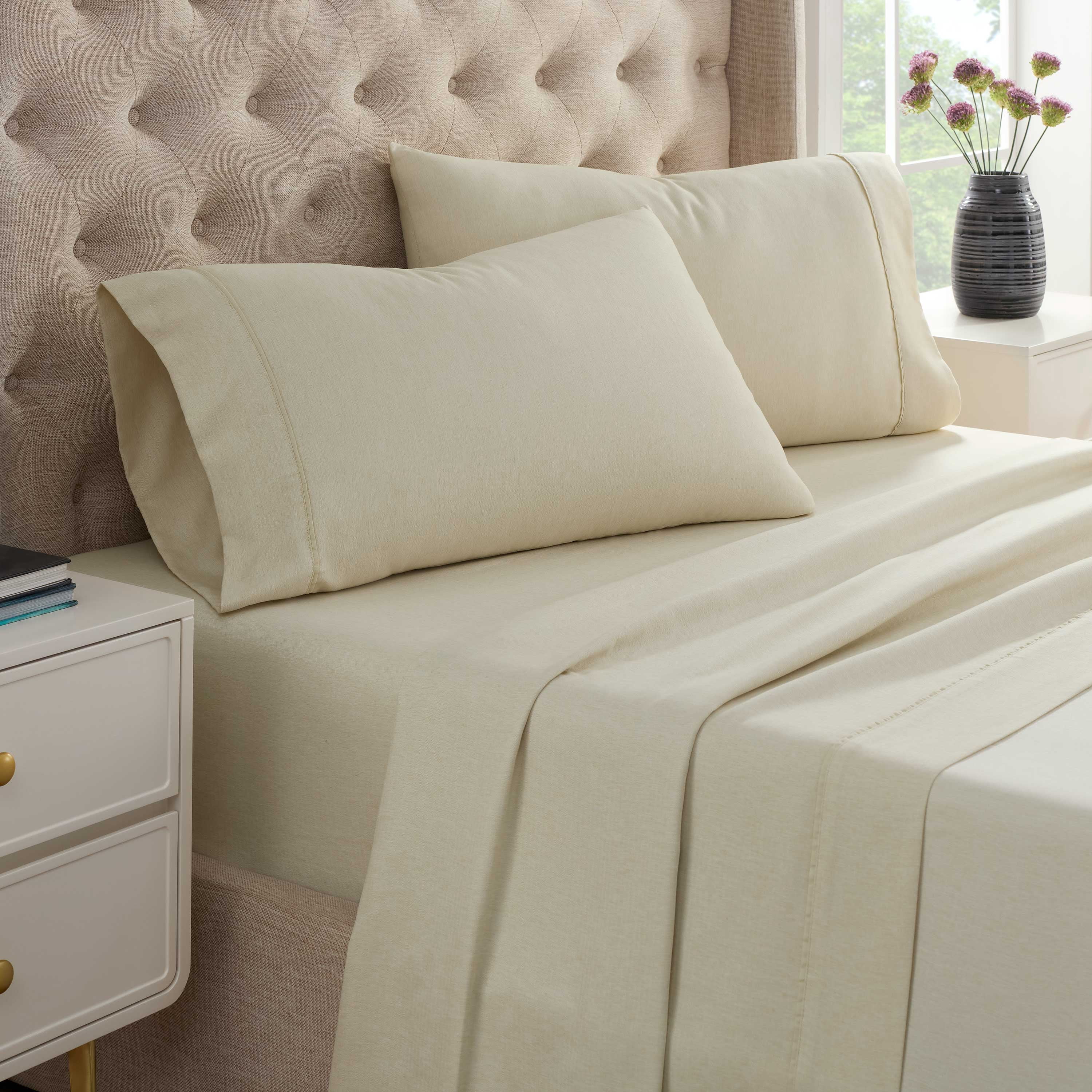 Martex Arcadia Heather Herringbone Sheet Set, Queen, Linen