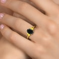 thumbnail image 4 of Gem Stone King 18K Yellow Gold Plated Silver Black Sapphire and Yellow Sapphire Engagement Ring for Women | 3.22 Cttw | Oval 9X7MM | Gemstone September Birthstone | Size 7, 4 of 6