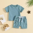 thumbnail image 3 of Xudanell Toddler Suit Boys Pullover Tshirt Elastic Shorts Boys Summer Solid Color Outfits 6-12 Months, 3 of 6